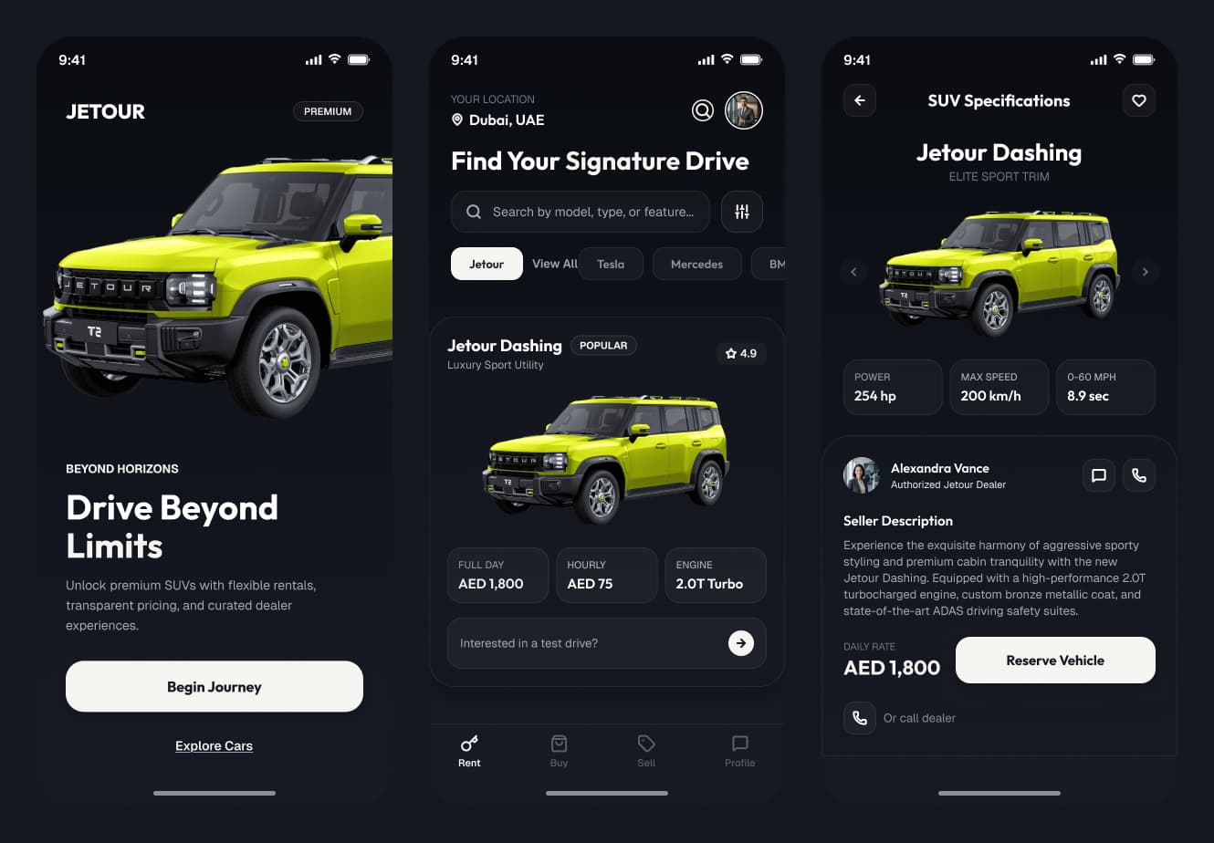 Car Rental App — screen preview